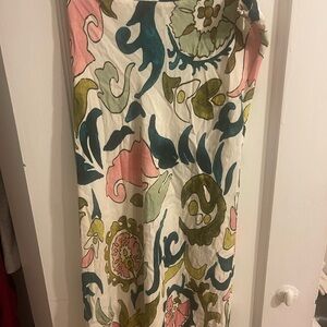 Zara Pink and Green Asymmetrical Midi Skirt